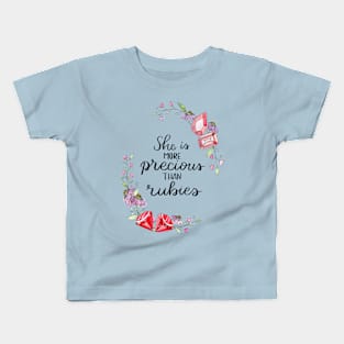 More Precious than Rubies Watercolour Wreath Kids T-Shirt